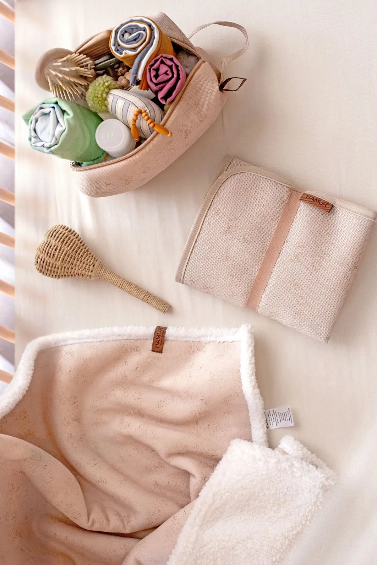 Versatile beige blanket perfect for swaddling or playtime