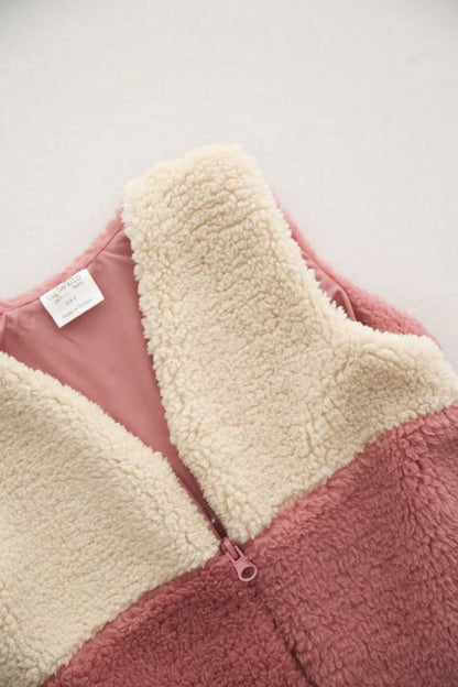 Sweet and girly pink teddy vest for baby girls