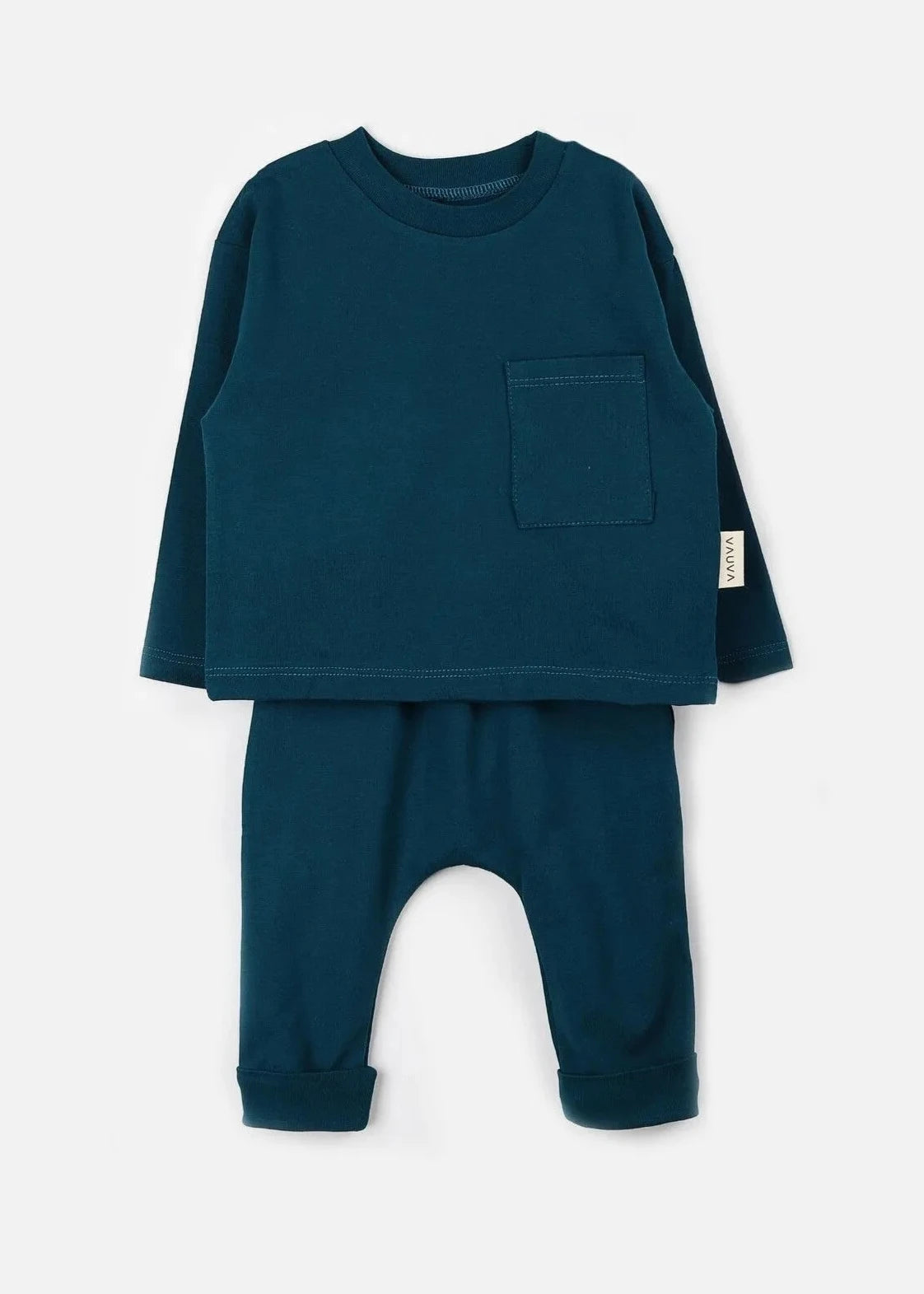 Classic navy blue long sleeve set for babies, a timeless piece