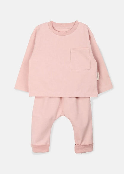 Cozy and comfortable pink baby set, ideal for lounging or playing