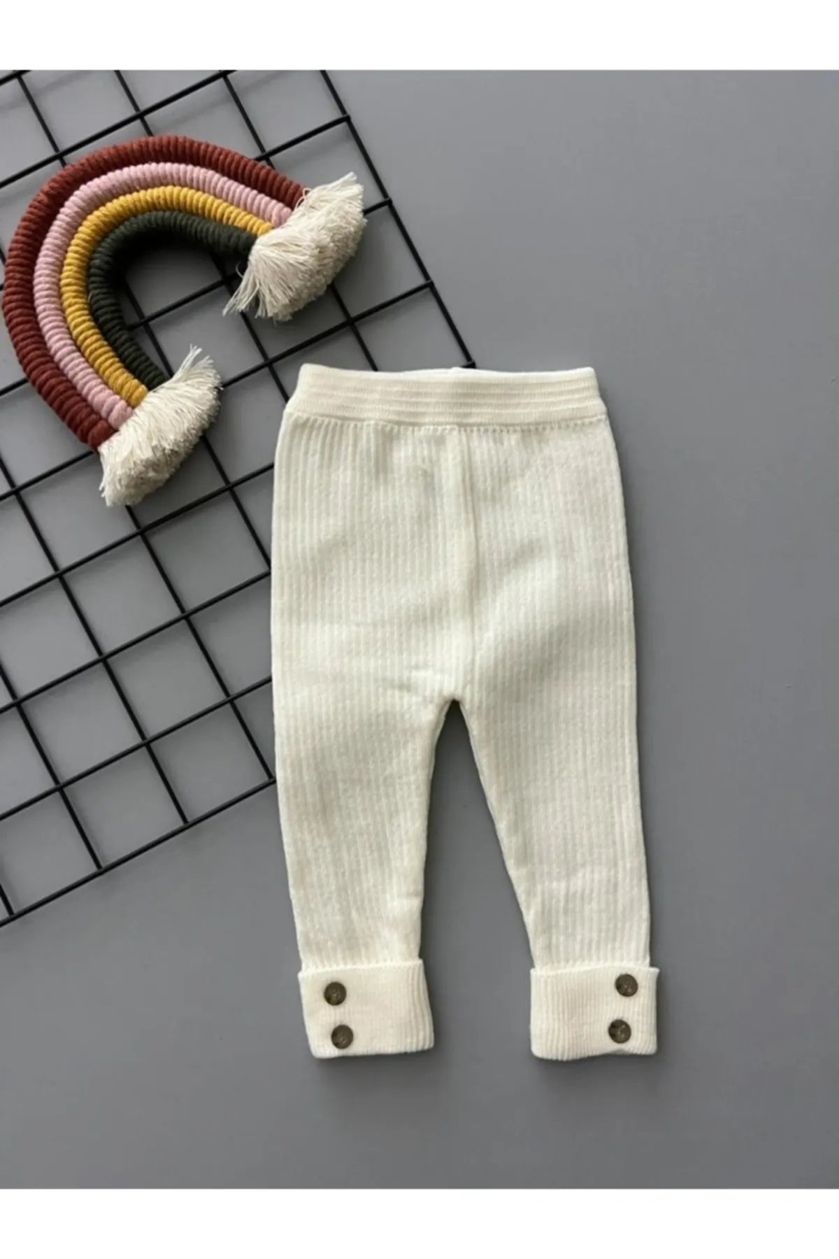 Cozy and comfortable gray ribbed leggings for babies