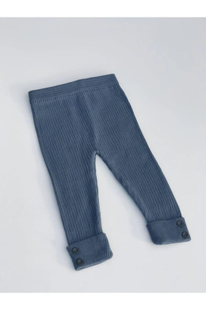 Comfortable and breathable indigo ribbed leggings for babies