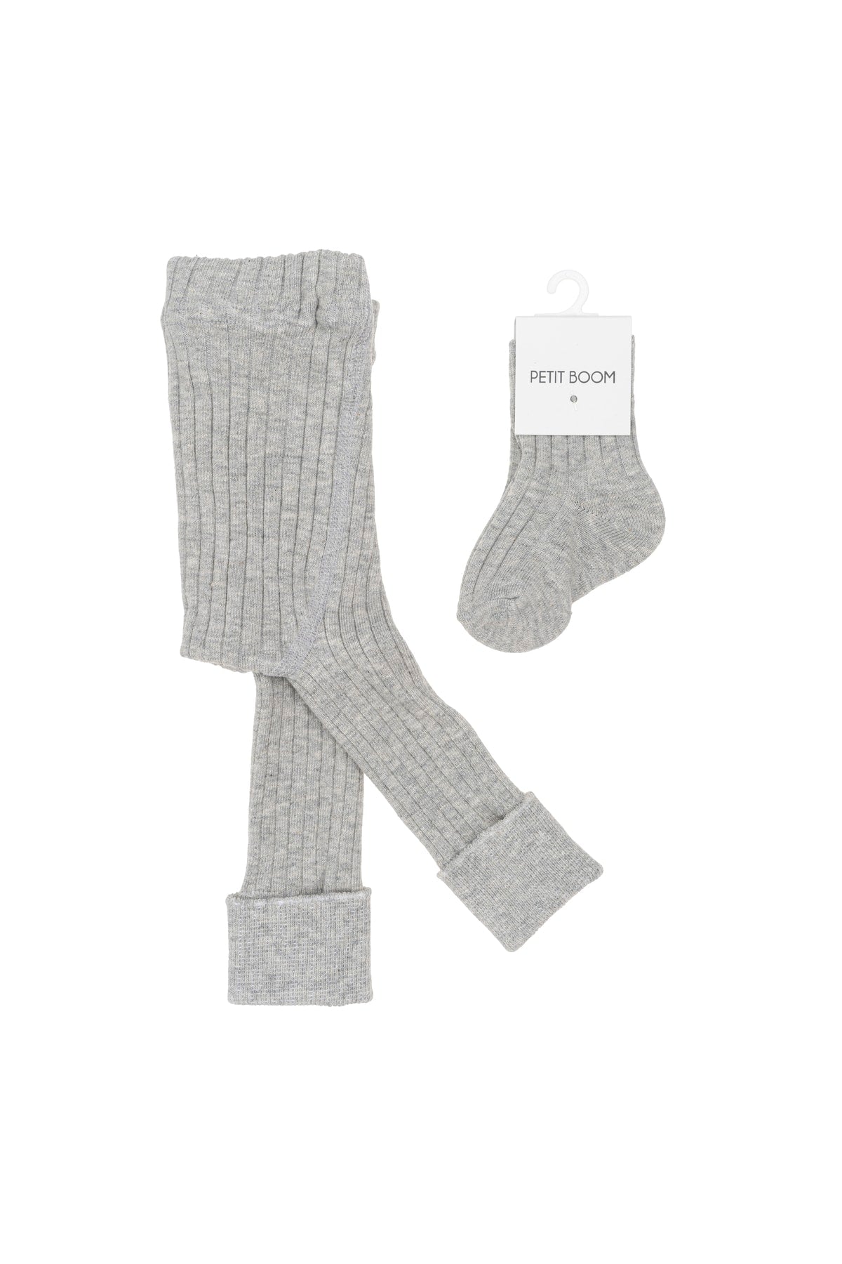 Cozy and textured ribbed knit tights and socks set in gray