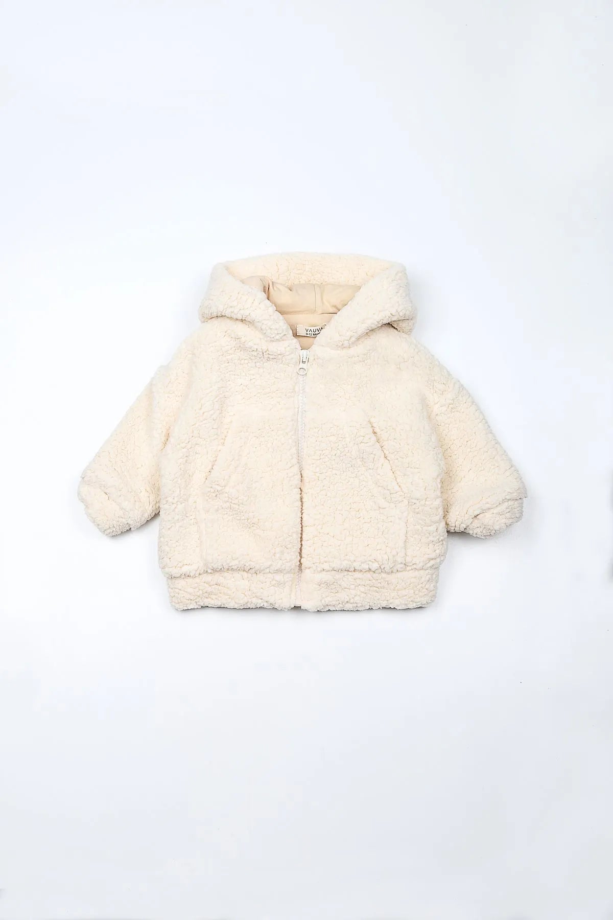 Warm and cuddly beige bear-themed cardigan with a hood, ideal for chilly days